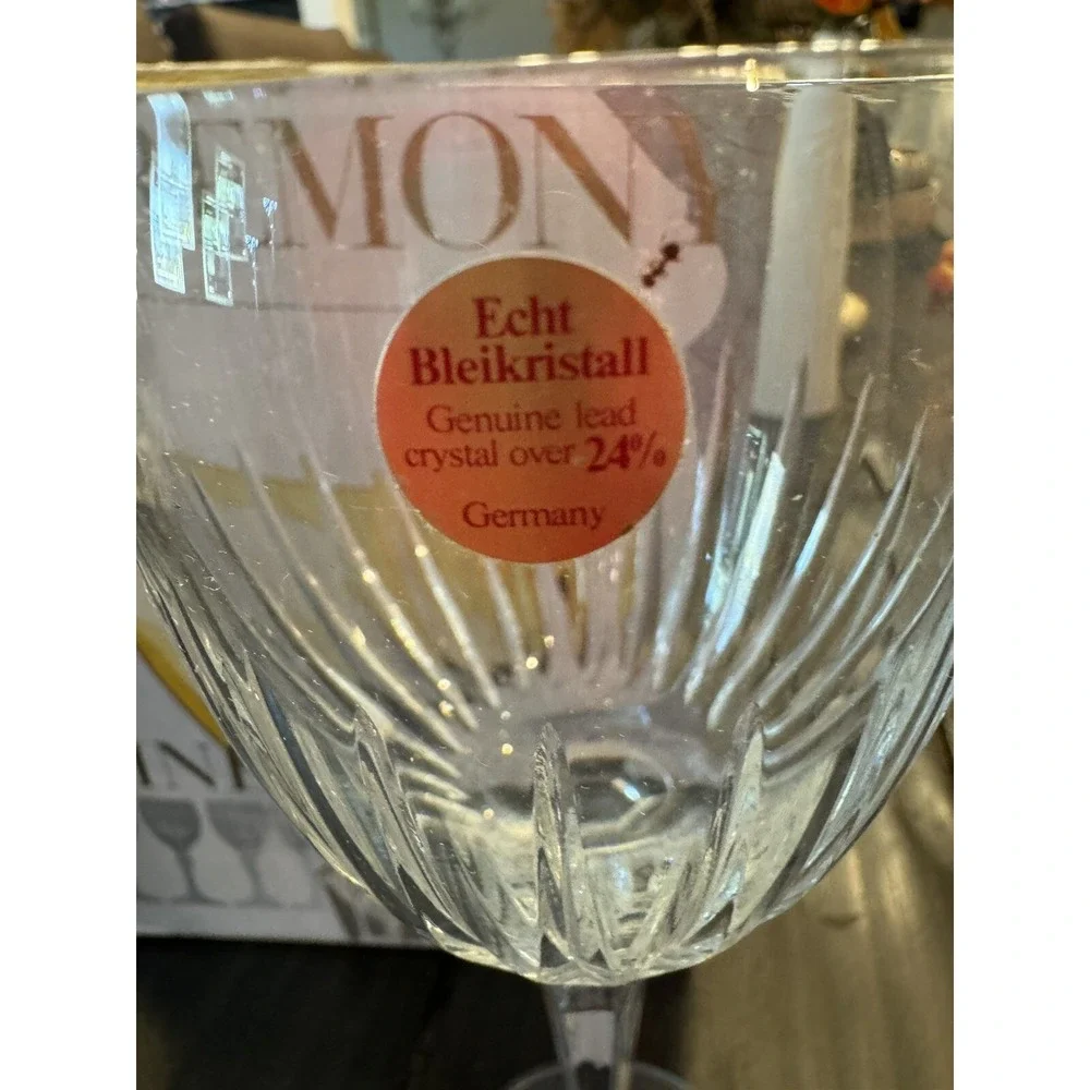 New In Box Crystal Ceremony Echt‎ Bleikristall Wine Glasses Set Of 4 Vintage